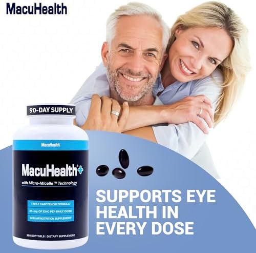 Suplemento de Vitaminas para los Ojos MacuHealth Plus+ para Adultos - Suministro para 90 Días con Luteína, Zeaxantina y Meso-Zeaxantina - Sin Sabor - imagen 3