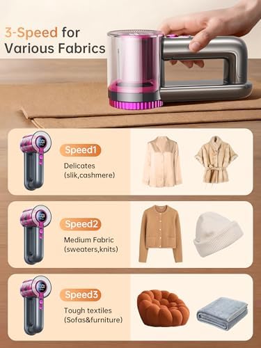 Desfibradora Eléctrica DRFLASH 2 en 1 Recargable - Removedor de Pelusa con 3 Velocidades y Pantalla LED Digital, Carga Rápida Tipo C para Ropa, - imagen 4