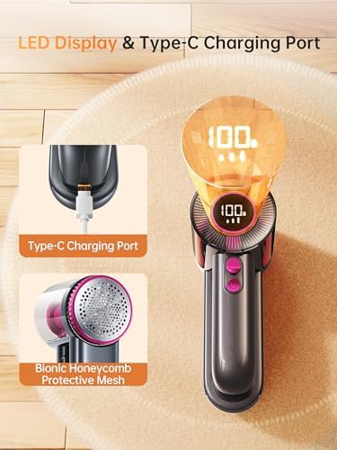 Desfibradora Eléctrica DRFLASH 2 en 1 Recargable - Removedor de Pelusa con 3 Velocidades y Pantalla LED Digital, Carga Rápida Tipo C para Ropa, - imagen 5