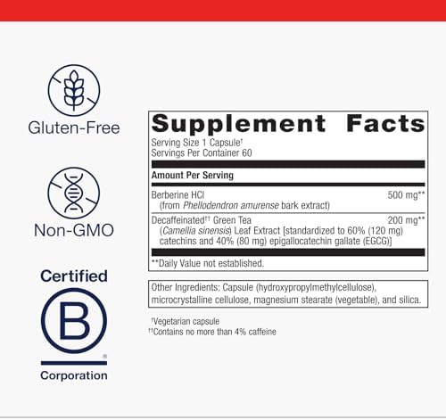 Metagenics Berberine GT - Suplemento de Berberina 500 mg - Apoya la Salud Cardiaca, Colesterol Saludable y Metabolismo de Carbohidratos - 60 Cápsulas - imagen 4