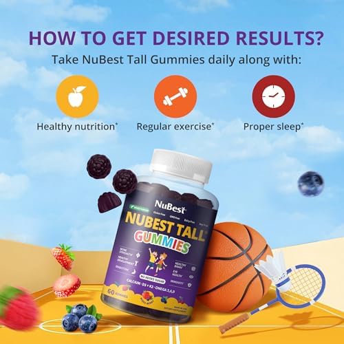 Gomitas NuBest Tall para Niños de 2 Años en Adelante y Adolescentes | Fortalece Huesos, Inmunidad y Digestión con Calcio, Vitamina D3, K2, Complejo - imagen 7
