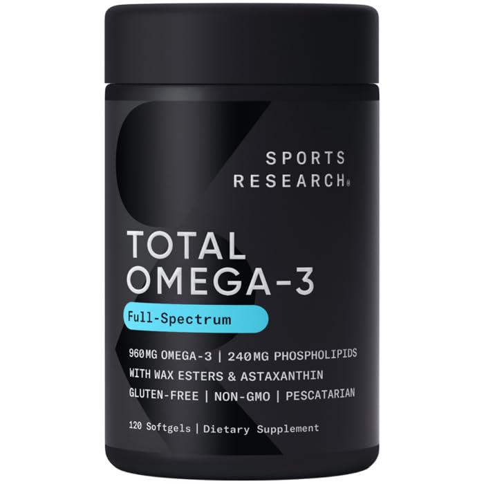 Sports Research® Aceite de Pescado Omega-3 Total 2200mg - Krill Antártico con Astaxantina, Salmón Sockeye y Abadejo de Alaska - 960mg de EPA y DHA - - imagen 1