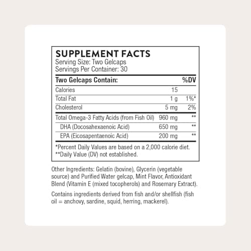 THORNE - DHA Avanzado - Suplemento de Aceite de Pescado Omega-3 con EPA y DHA en Forma de Triglicéridos - 60 Cápsulas Blandas Sin Gluten - imagen 2