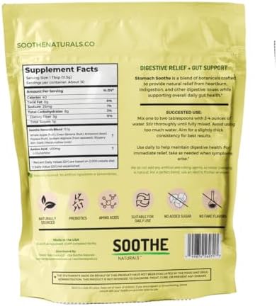 Pólvora para Reflujo Ácido Soothe Naturals - L Glutamina para la Salud Digestiva, Reparación de Intestino Permeable, 30 Porciones - imagen 2