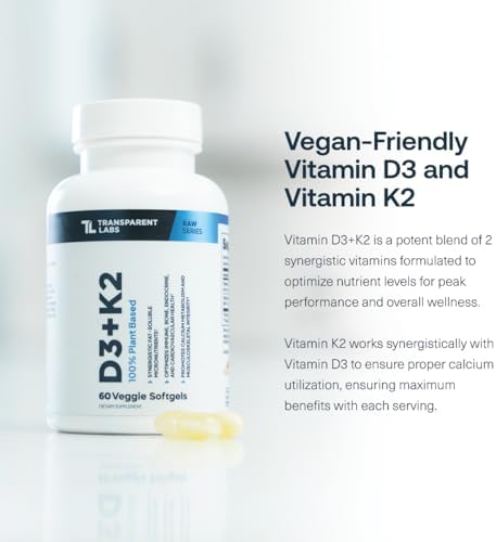Transparent Labs Vitamina D3 K2 - Suplemento de Vitamina D y K2 para Hombres y Mujeres, Vegano, 5000 IU para Huesos, Inmunidad y Salud General - 60 - imagen 2