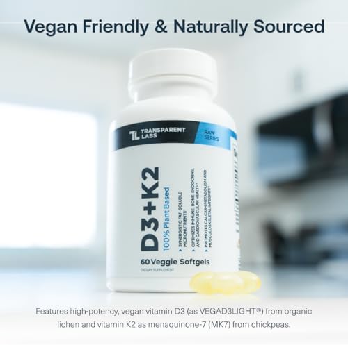 Transparent Labs Vitamina D3 K2 - Suplemento de Vitamina D y K2 para Hombres y Mujeres, Vegano, 5000 IU para Huesos, Inmunidad y Salud General - 60 - imagen 4
