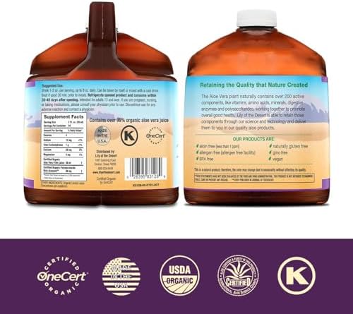 Jugo de Aloe Vera Orgánico Lily of the Desert - Bebida de Aloe Vera Sin Conservadores con Enzimas Digestivas Naturales para Salud Digestiva y Piel - imagen 2