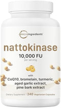 Micro Ingredients Nattokinasa 10,000 FU por Porción (Extracto Natural de Natto), 240 Cápsulas Vegetarianas | Con CoQ10, Cúrcuma, Ajo Envejecido y - imagen 1