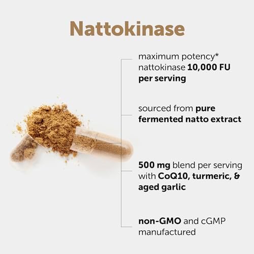 Micro Ingredients Nattokinasa 10,000 FU por Porción (Extracto Natural de Natto), 240 Cápsulas Vegetarianas | Con CoQ10, Cúrcuma, Ajo Envejecido y - imagen 2