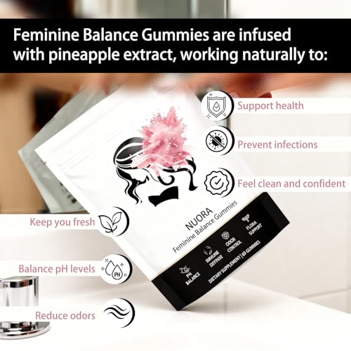 Gomitas Nuora Feminine Balance para Mujeres, Piña Hawaiana Vegana, Apoyo a la Salud Vaginal, 60 Gomitas - imagen 4