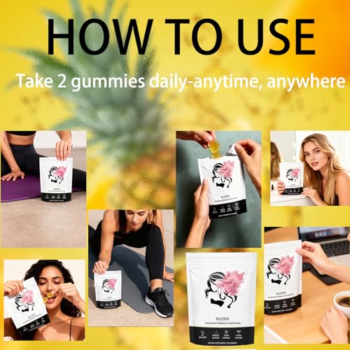 Gomitas Nuora Feminine Balance para Mujeres, Piña Hawaiana Vegana, Apoyo a la Salud Vaginal, 60 Gomitas - imagen 7