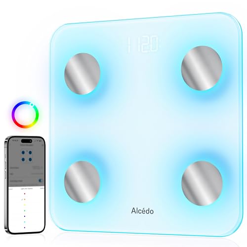 Báscula Digital Alcedo Smart de Grasa Corporal, con BMI, Porcentaje de Grasa, Masa Muscular, Cambio de Color, Capacidad de 400 lb, Bluetooth - imagen 1
