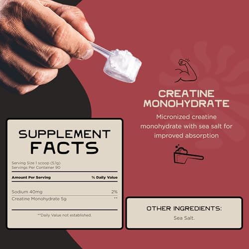 Creatina Monohidratada Micronizada Lineage Provisions con Sal Marina - Polvo de Creatina para Entrenamiento y Rendimiento - Sin Ingredientes - imagen 2
