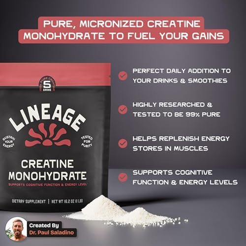 Creatina Monohidratada Micronizada Lineage Provisions con Sal Marina - Polvo de Creatina para Entrenamiento y Rendimiento - Sin Ingredientes - imagen 3
