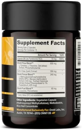 Cápsulas Nootrópicas ONNIT Alpha Brain para Hombres y Mujeres, Apoyo a la Memoria, Enfoque y Claridad Mental, 30 Cápsulas por Paquete, 2 Paquetes (60 - imagen 3