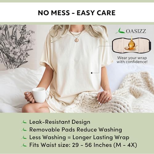OASIZZ Pack de Aceite de Ricino Reutilizable Premium para Estómago (5 Piezas, M-4X, Negro) - 100% Algodón Flanelado Doble Cepillado, Diseño Ajustable - imagen 6