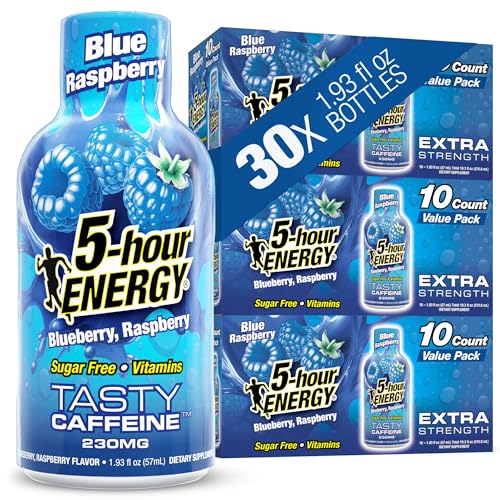 5-hour ENERGY Sabor Frambuesa Azul, 30 Unidades, 1.93 Fl Oz, Bebida Energizante Extra Fuerte, Aminoácidos, Vitaminas B, Sin Azúcar y Sin Calorías - imagen 1