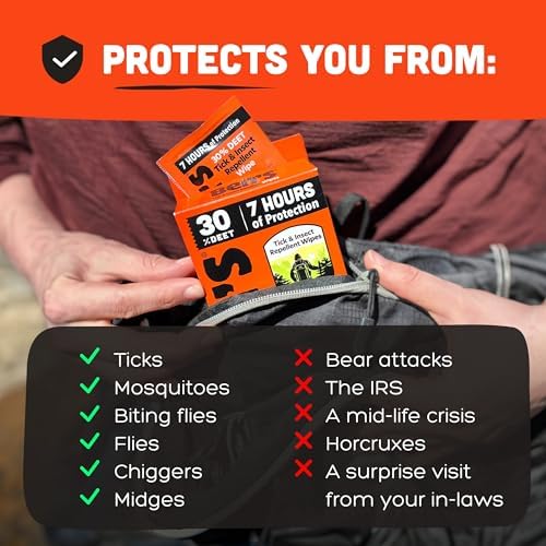 Toallitas Repelentes de Insectos Ben's - 30% DEET para Mosquitos y Garrapatas - Hasta 7 Horas de Protección - Sin Alcohol ni Fragancia - 12 Toallitas - imagen 4
