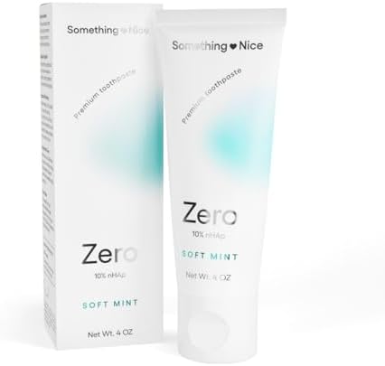 Pasta Dental Something Nice Zero - 10% Nano Hidroxiapatita, Sin Flúor, Remineralizante, Reparación del Esmalte y Blanqueamiento Natural, 4oz, Menta, - imagen 1