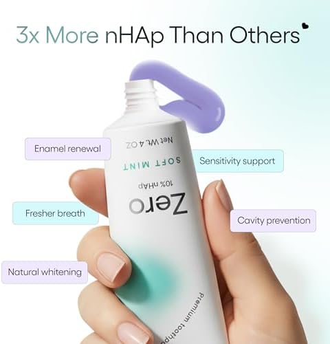 Pasta Dental Something Nice Zero - 10% Nano Hidroxiapatita, Sin Flúor, Remineralizante, Reparación del Esmalte y Blanqueamiento Natural, 4oz, Menta, - imagen 2