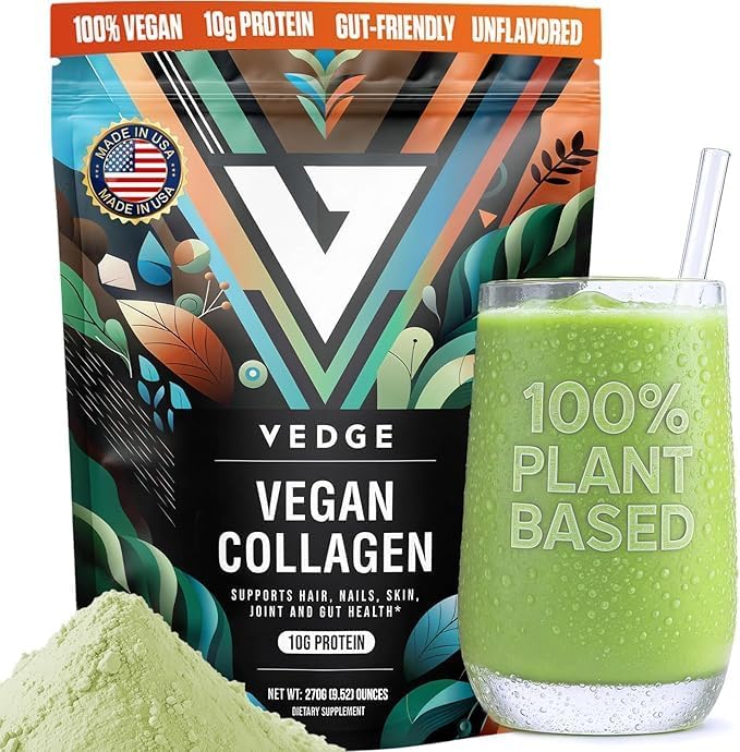 VEDGE Polvo de Colágeno Vegano - Suplemento a Base de Plantas para Cabello, Piel, Uñas, Articulaciones y Salud Digestiva. Péptidos de Colágeno - imagen 1
