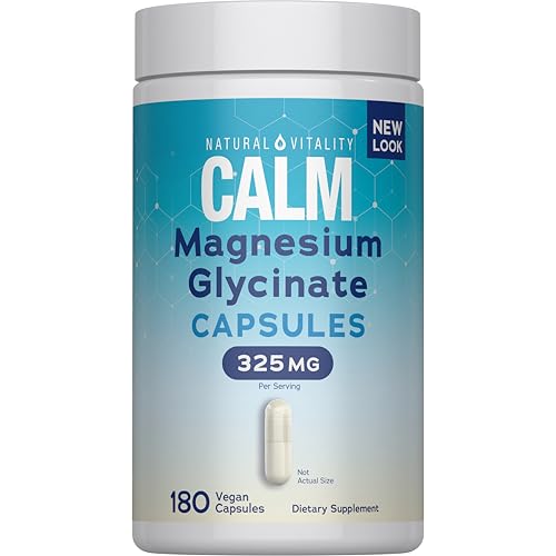 Natural Vitality Calm, Magnesio Glycinate para Huesos, Músculos, Corazón y Nervios, No GMO, Vegano, Sin Gluten, 180 tabletas - imagen 4