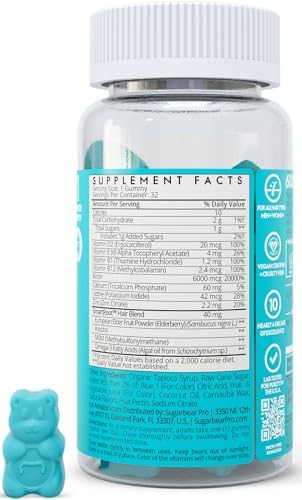 Gomitas Vitaminas para el Cabello SugarBearPro, 1 Mes, Biotina Extra Fuerte 6000mcg, Veganas, B12, MSM, Inositol, Omega 3, Saúco, Kosher, Halal, Sin - imagen 2