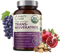 Suplemento de Trans-Resveratrol Purity Labs 5,000 mg por Porción con Quercetina, Orgánico USDA, Antioxidante de Alta Potencia, Cápsulas Veganas, 90 - imagen 1