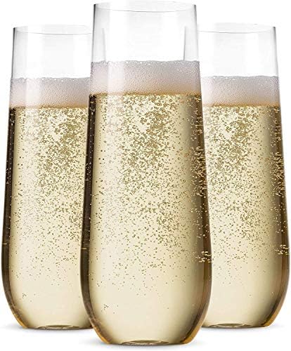 Copas de Champagne Sin Stem 48 Piezas Munfix, Plástico Desechable 9 Oz, Transparentes, Irrompibles, Reciclables y Sin BPA - imagen 1