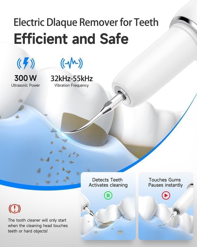 Limpiador de Placa RELACS 7000 para Dientes, Removedor de Sarro, Kit de Limpieza Dental con 5 Modos de Velocidad y 3 Cabezas Intercambiables, con Luz - imagen 3