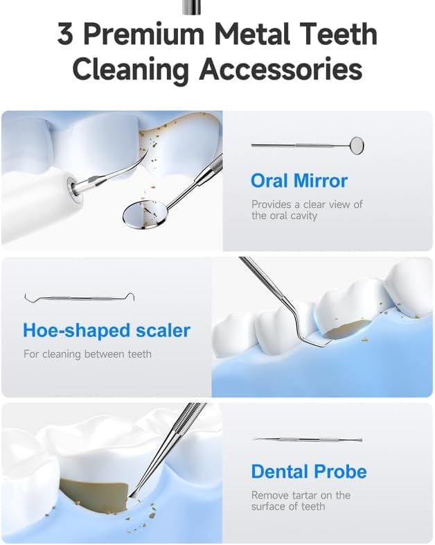Limpiador de Placa RELACS 7000 para Dientes, Removedor de Sarro, Kit de Limpieza Dental con 5 Modos de Velocidad y 3 Cabezas Intercambiables, con Luz - imagen 5