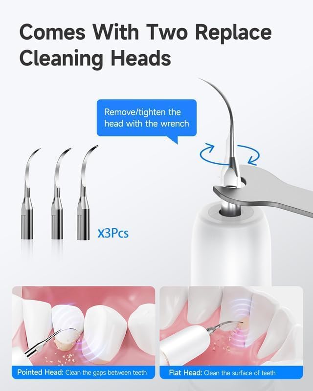 Limpiador de Placa RELACS 7000 para Dientes, Removedor de Sarro, Kit de Limpieza Dental con 5 Modos de Velocidad y 3 Cabezas Intercambiables, con Luz - imagen 6