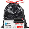Bolsas de Basura Reli de 30 Galones con Cinta Ajustable | Paquete de 150 | Color Negro | Resistentes y Grandes - imagen 1
