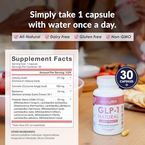 Suplemento Probiótico Natural SkinnyFit GLP-1 (30 Porciones) - Metas de Peso y Fitness - Antojos, Apetito y Digestión - Berberina y Probióticos - Sin - imagen 4
