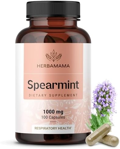 Cápsulas de Menta Verde HERBAMAMA - 1000 mg de Hojas de Menta para Apoyo Digestivo - Suplemento Vegano y No Transgénico - Suministro para 50 Días - imagen 1