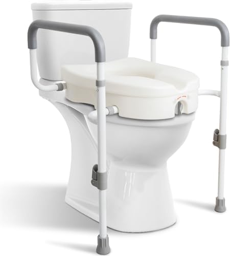 Asiento Elevado para Inodoro WeHwupe con Manijas para Personas Mayores - Elevador de Asiento de Baño con Brazos Ajustables y Acolchados - Seguridad - imagen 1