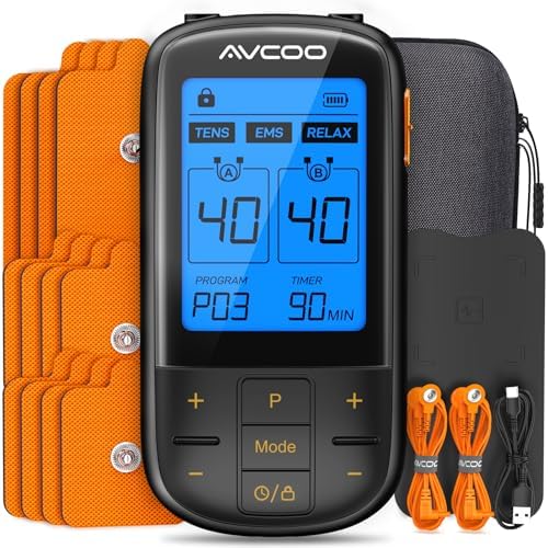 Unidad TENS 3 en 1 AVCOO con 32 Modos, Estimulador Muscular EMS de Doble Canal, 40 Intensidades, Masajeador Electrónico Recargable con 12 Electrodos - imagen 1