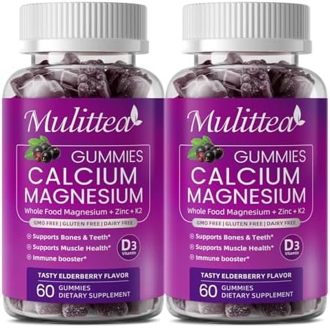 Suplemento de Calcio a Base de Plantas con Vitamina D3 y K2 en Gummy para Fortalecer Huesos, Minerales Naturales - Salud Ósea, Apoyo para el Sueño y - imagen 1