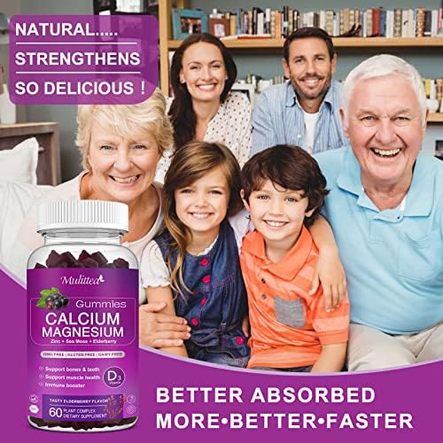 Suplemento de Calcio a Base de Plantas con Vitamina D3 y K2 en Gummy para Fortalecer Huesos, Minerales Naturales - Salud Ósea, Apoyo para el Sueño y - imagen 6