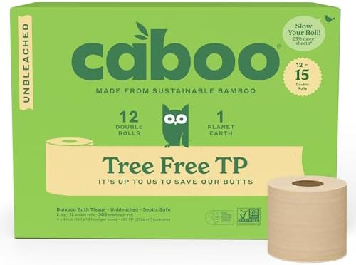 Papel Higiénico Caboo Tree Free Sin Blanquear | Empaque Libre de Plástico, Seguro para Septic, Ecológico, Sin Químicos, No Tóxico | 2 Capas, Paquete - imagen 1