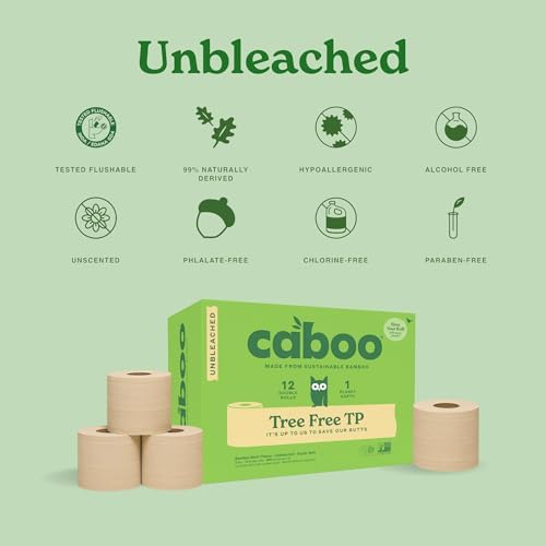 Papel Higiénico Caboo Tree Free Sin Blanquear | Empaque Libre de Plástico, Seguro para Septic, Ecológico, Sin Químicos, No Tóxico | 2 Capas, Paquete - imagen 2