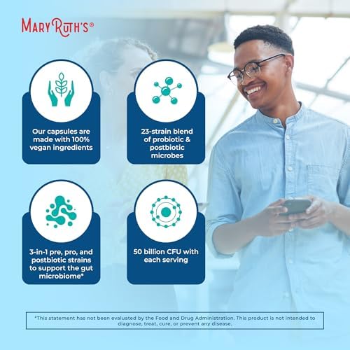 Probioticos 3 en 1 MARYRUTH'S para la Salud Digestiva | Prebióticos y Postbióticos | Suplemento para Hombres y Mujeres | 23 Cepas Únicas | 50 Mil - imagen 6