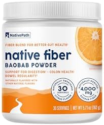 Polvo de Fibra Prebiótica Orgánica Baobab de NativePath - Suplemento para la Salud Digestiva - Sabor Natural a Naranja, 30 Porciones - imagen 1