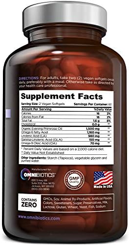Aceite de Onagra Orgánico OmniBiotics para Mujeres – Fuerza Clínica 1500mg por Cápsula, 10% GLA, Prensado en Frío, No GMO, Balance Hormonal – 120 - imagen 2