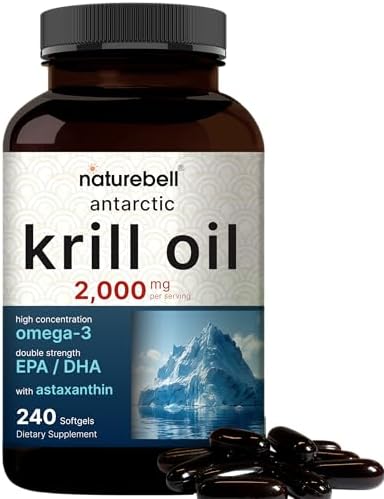 Suplemento de Aceite de Kril Antártico NatureBell 2000mg, 240 Cápsulas Blandas, 3X Fuerza, Fuente Natural de Omega-3, EPA 240mg + DHA 160mg + - imagen 1