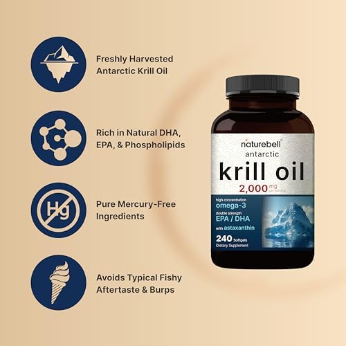 Suplemento de Aceite de Kril Antártico NatureBell 2000mg, 240 Cápsulas Blandas, 3X Fuerza, Fuente Natural de Omega-3, EPA 240mg + DHA 160mg + - imagen 4