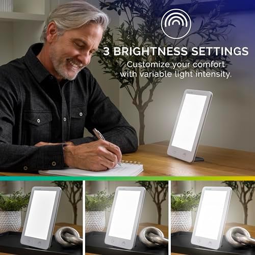 Lámpara de Terapia de Luz Verilux HappyLight Lumi Plus - 10,000 Lux, Sin UV, Luz LED Blanca Brillante, Brillo Ajustable, Temporizador y Soporte - imagen 3