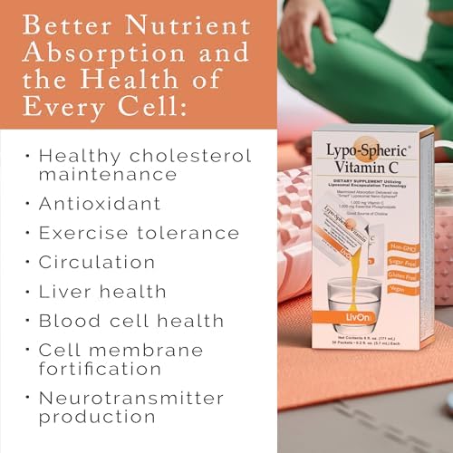 LivOn Laboratories Lypo-Spheric Vitamina C, 1000 mg de Vitamina C y 1000 mg de Fosfolípidos Esenciales por Paquete, Encapsulada en Liposomas para - imagen 3