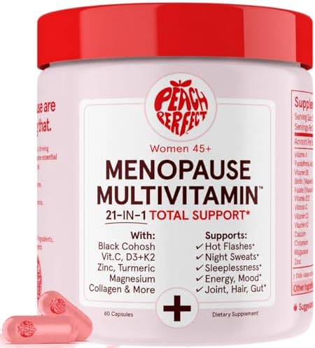 Multivitamínico Peach Perfect para Menopausia | 21 Vitaminas para Mujeres 45+ | Cohosh Negro, Ashwagandha, Vitamina D3+K2, Probióticos y Colágeno | - imagen 1