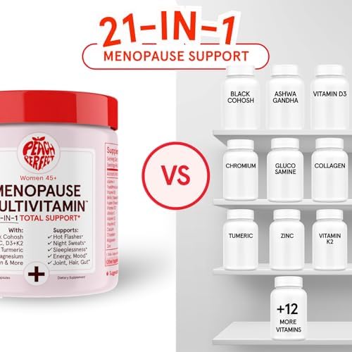 Multivitamínico Peach Perfect para Menopausia | 21 Vitaminas para Mujeres 45+ | Cohosh Negro, Ashwagandha, Vitamina D3+K2, Probióticos y Colágeno | - imagen 2